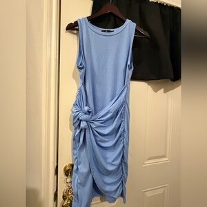Knot-Front Light Blue Midi Dress for Women